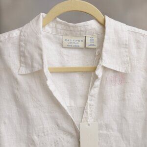 Calypso St. Barth Marlow Linen Button-Down Shirt | White | Size M | NWT